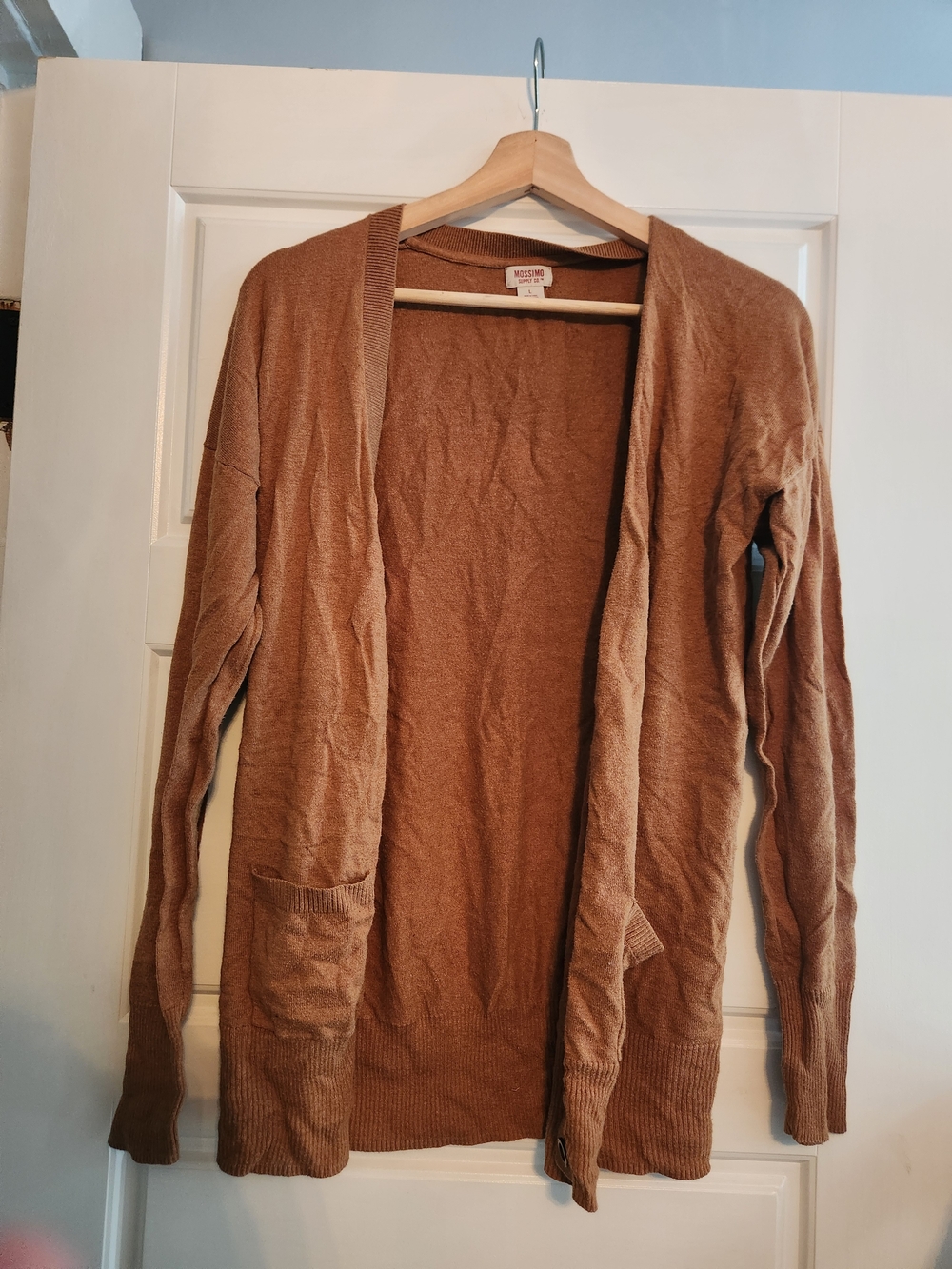 Mossimo Supply Co. Open-Front Tan Cardigan with Pockets